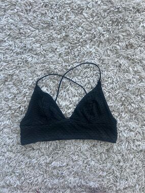 H&M Black Textured Bralette with Cross-Back Straps